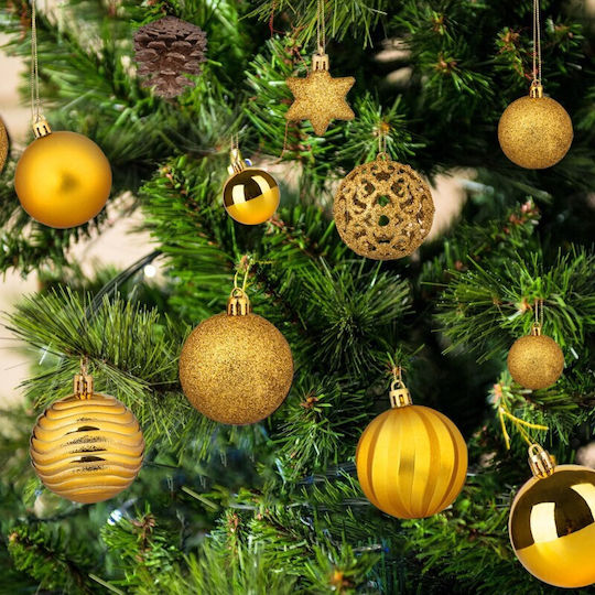 Hanging Ball Ornament Ornament Plastic Gold Set 101pcs