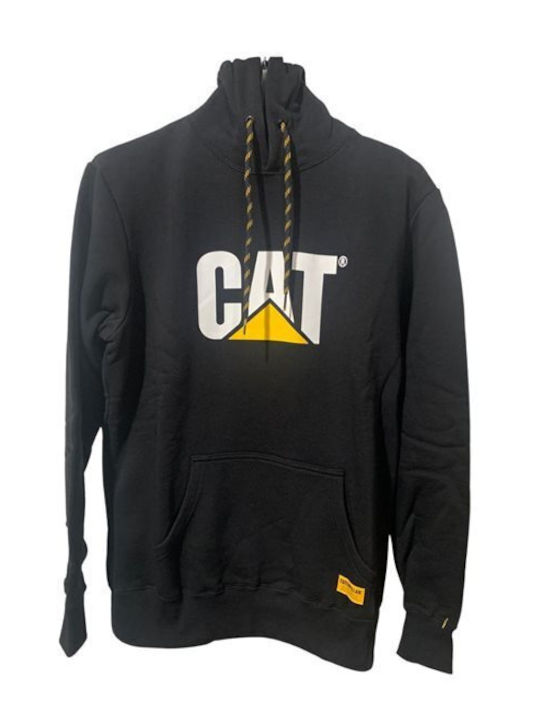 CAT Herren Sweatshirt Jacke mit Kapuze und Taschen Schwarz