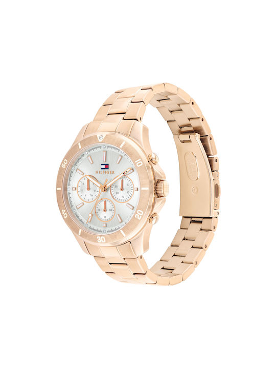 Tommy Hilfiger Uhr Batterie mit Rose Gold Metallarmband