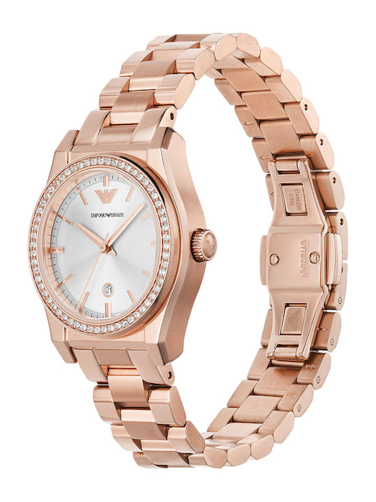 Emporio Armani Damen Uhr mit Rose Gold Metallarmband