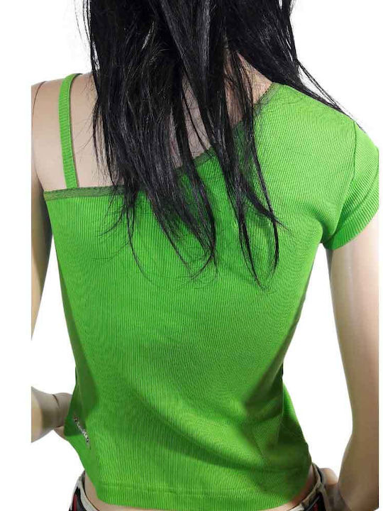 Zembla pentru Femei de Vară Crop Top cu un Umăr Green