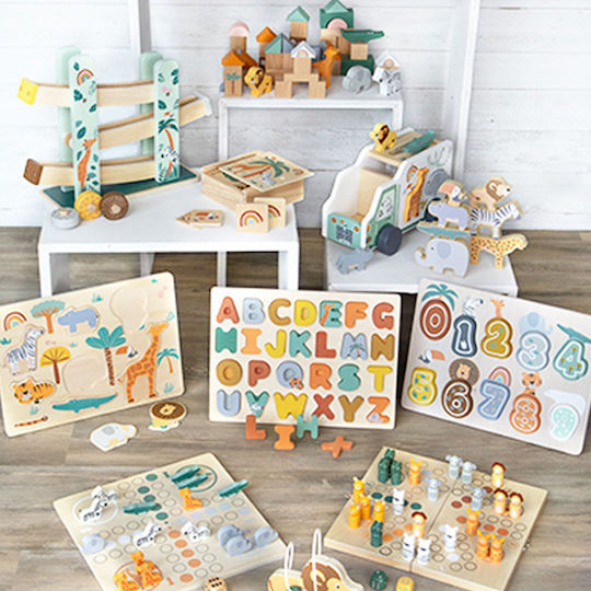 Small Foot Σαφάρι Educational Game Letters & Numbers made of Wood