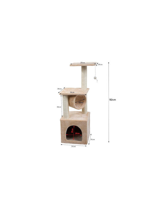 Aria Trade Cat Scratching Post Cat Trees Beige 31x31x92cm.