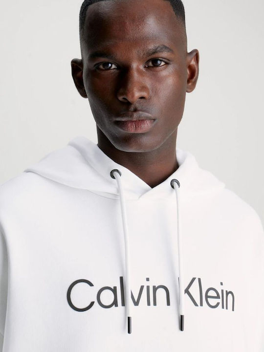 Calvin Klein Logo Men's Sweatshirt with Hood white