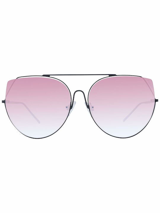 Ana Hickmann Women's Sunglasses with Black Metal Frame and Pink Gradient Lens