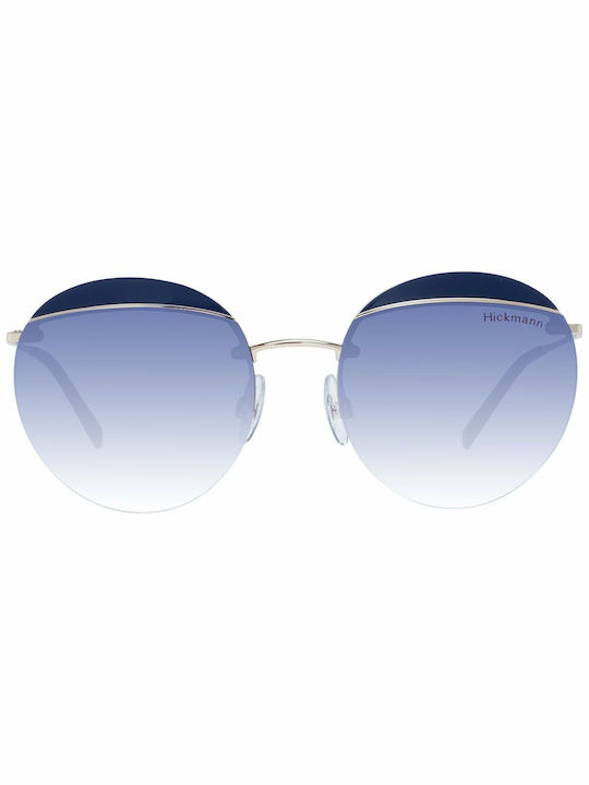 Ana Hickmann Women's Sunglasses with Silver Metal Frame and Blue Gradient Lens