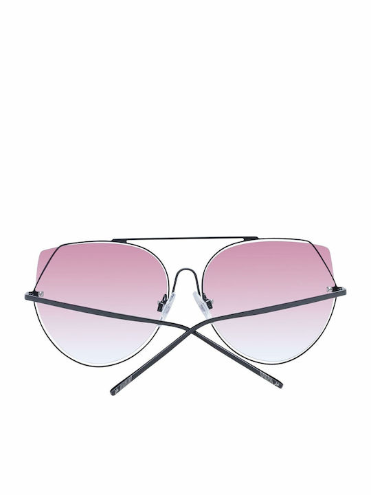 Ana Hickmann Women's Sunglasses with Black Metal Frame and Pink Gradient Lens HI3068 09A