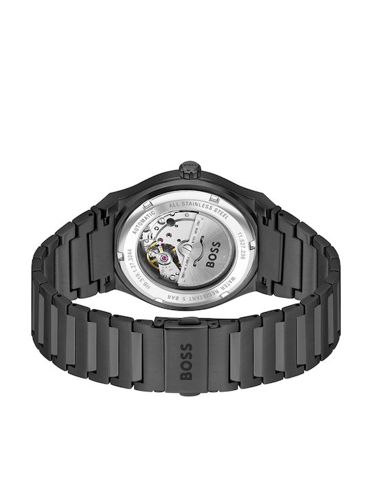 Boss Candor Γυναικείο Ρολόι 41mm Χρονογράφος Αυτόματο με Μαύρο Μεταλλικό Μπρασελέ