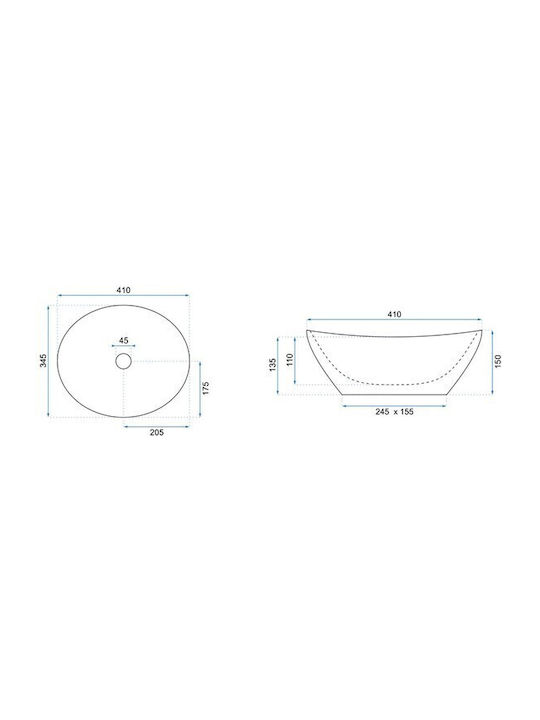 Rea Sofia Aufsatzwaschbecken Porzellan 41x34.5x15cm Gold/White