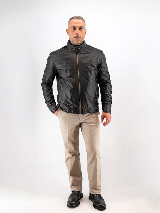 Guy Laroche Men's Winter Leather Jacket Black.