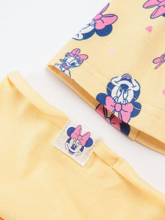 Minnie Mouse Σετ Παιδικό Σκουφάκι με Κασκόλ Υφασμάτινο Κίτρινο