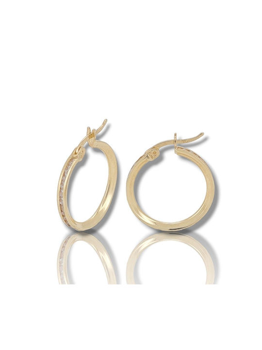 Mentzos Code Earrings Hoops made of Gold 14K with Stones