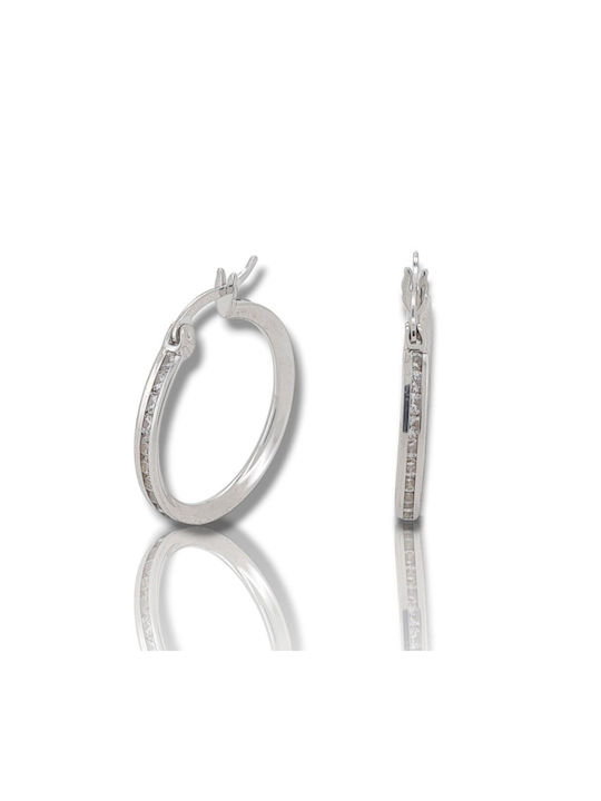 Mentzos Code Earrings Hoops made of Platinum with Stones