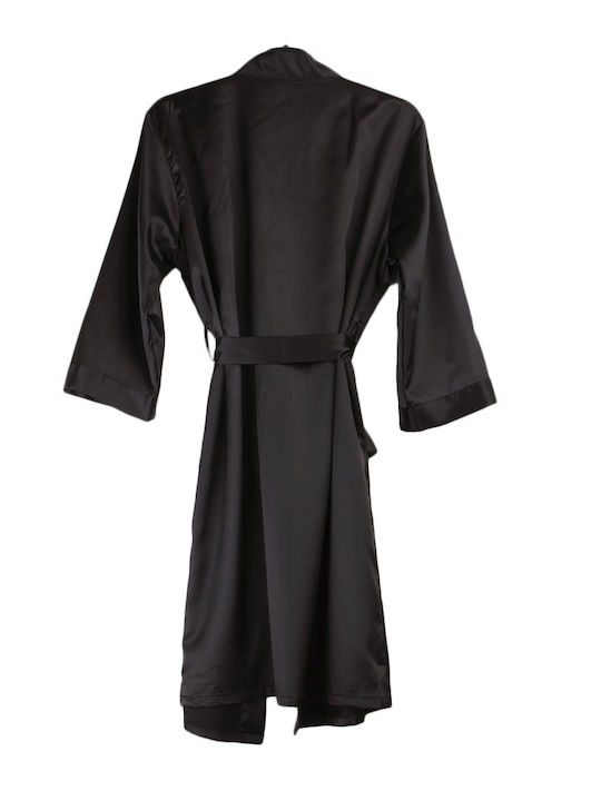 Cootaiya Winter Women's Satin Robe with Nightdress Black