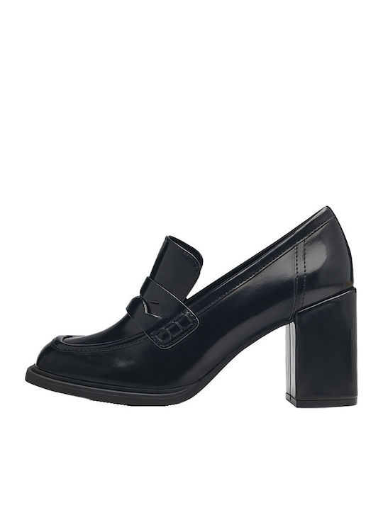 Γόβες από Λουστρίνι με Χοντρό Ψηλό Τακούνι Black Brush