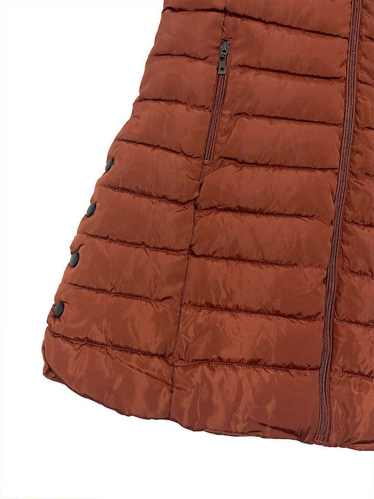 Lungă Jachetă de femei Fără mâneci Puffer TAN