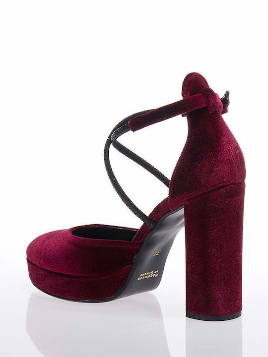 Beatris Burgundy Heels with Strap