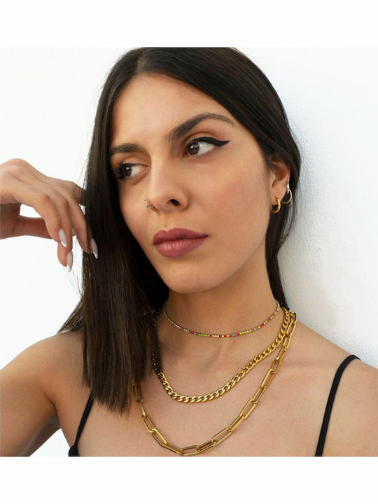 Theodora's Jewellery Chunky Αλυσίδα Λαιμού από Ατσάλι Φαρδιά Πάχους 8.7mm και Μήκους 40cm