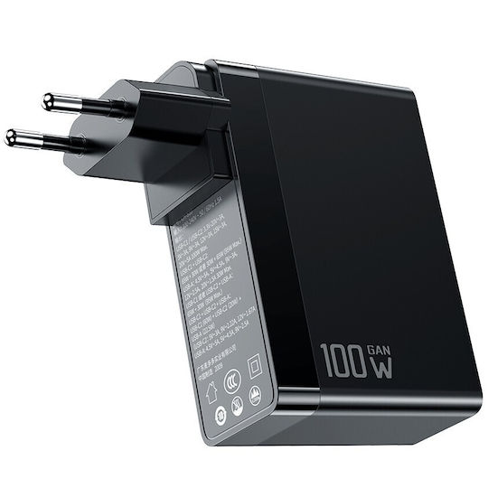 Mcdodo Charger Without Cable GaN with USB-A Port and 2 USB-C Ports 100W Power Delivery Blacks (Gan)
