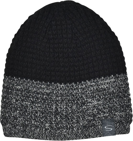 Beanie Unisex Σκούφος Πλεκτός σε Μαύρο χρώμα .