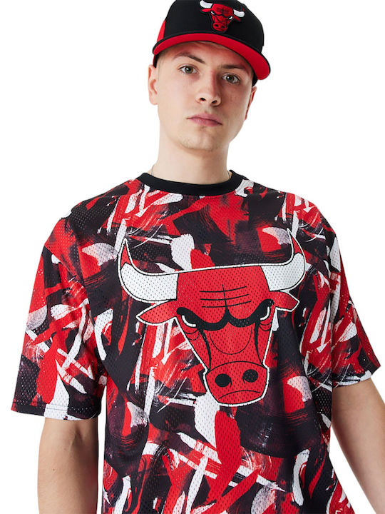 New Era Print Mesh Men's Short Sleeve Blouse Red