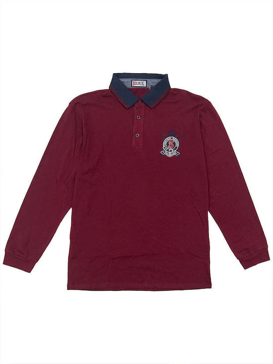 Ustyle Bluza Bărbătească cu Mânecă Lungă Polo BORDO