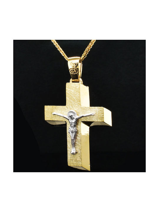 Xrisokosmima Herren Gold Kreuz 14K mit Kette