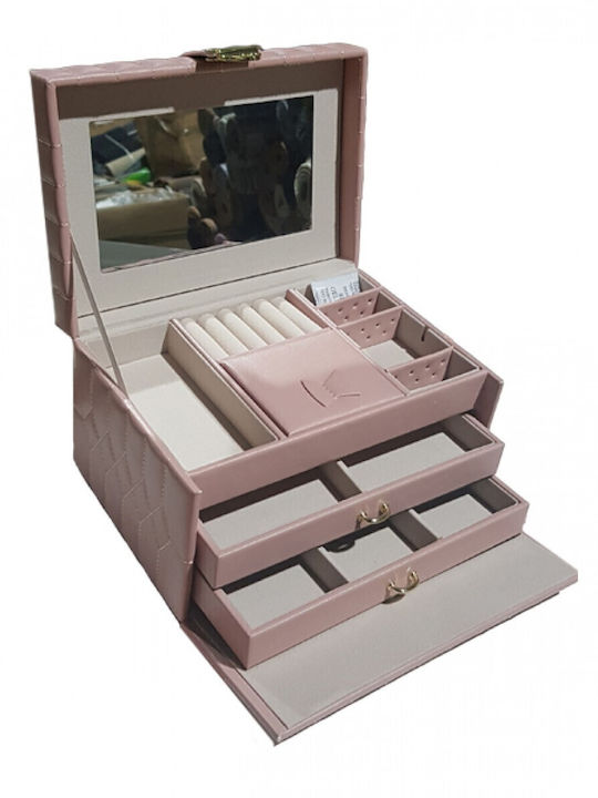 Κουτί Κοσμημάτων από Δερματίνη Λευκή 22x15.5x13cm Κουτί Κοσμημάτων από Δερματίνη Λευκή 22x15.5x13cm