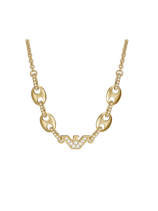 Emporio Armani Sentimental Necklace Gold Plated with Zircon