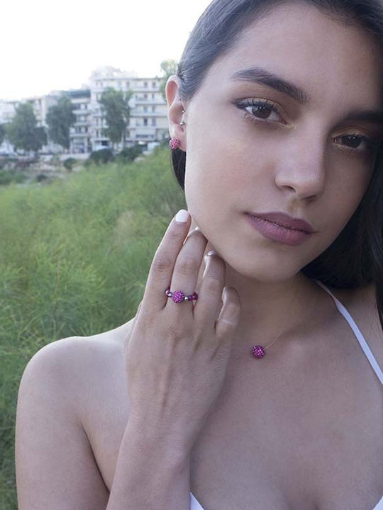 Theodora's Jewellery Κολιέ με Ροζ Επιχρύσωση Ροζ