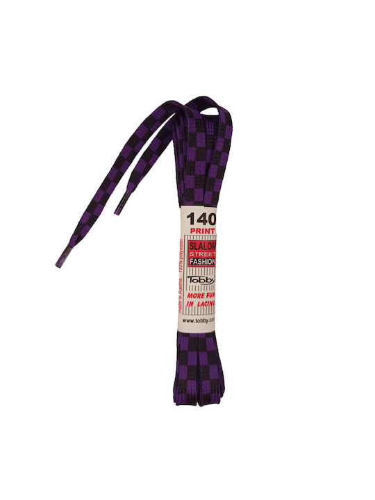 Tobby Șireturi de Pantofi Checker Purple 2buc 140cm