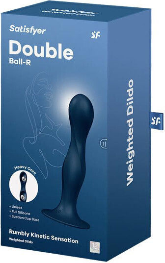 Satisfyer Double Ball-r Glass Dildo with Balls and Suction Cup Blue