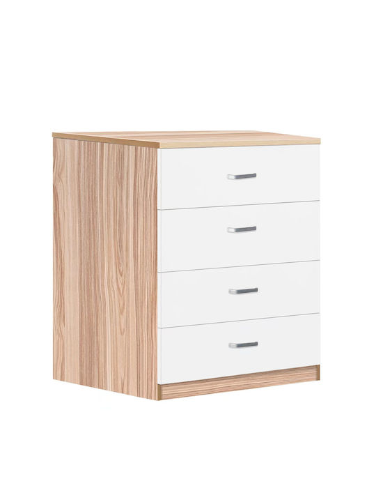 Emelie Wooden Chest of Drawers Natural/White 60x40x90cm