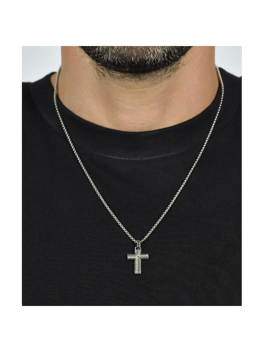 Luca Barra Men's Cross from Steel with Chain