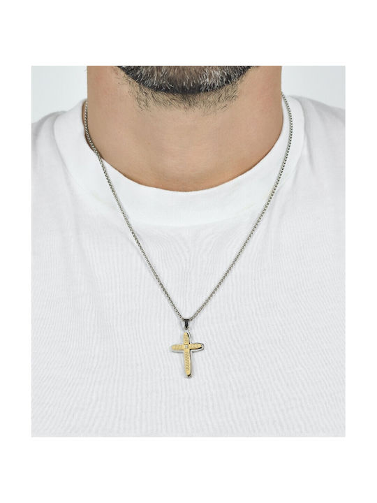 Luca Barra Men's Cross from Gold Plated Silver with Chain