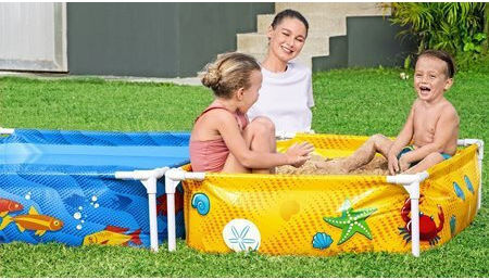 Bestway Children's PVC Swimming Pool 365lt with Metallic Frame 213x122x30.5cm