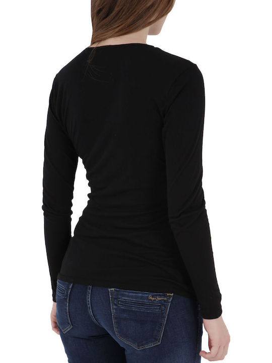 Women's Blouse Cotton Long Sleeve Drape Croisette - BLACK