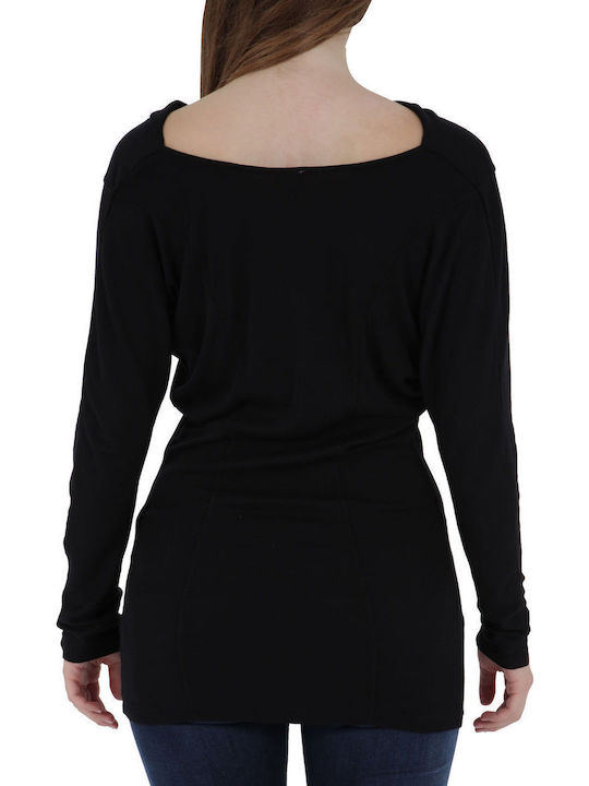 Women's Blouse Cotton Long Sleeve Drape Black
