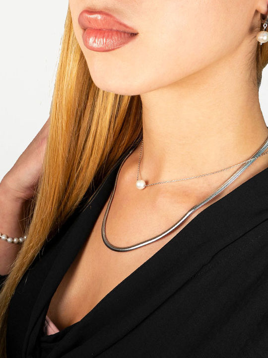 Theodora's Jewellery Earrings Hoops made of Silver Gold Plated with Pearls