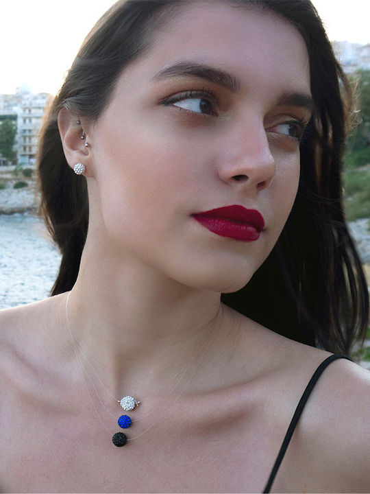 Theodora's Jewellery Σκουλαρίκια Καρφωτά από Ασήμι με Πέτρες