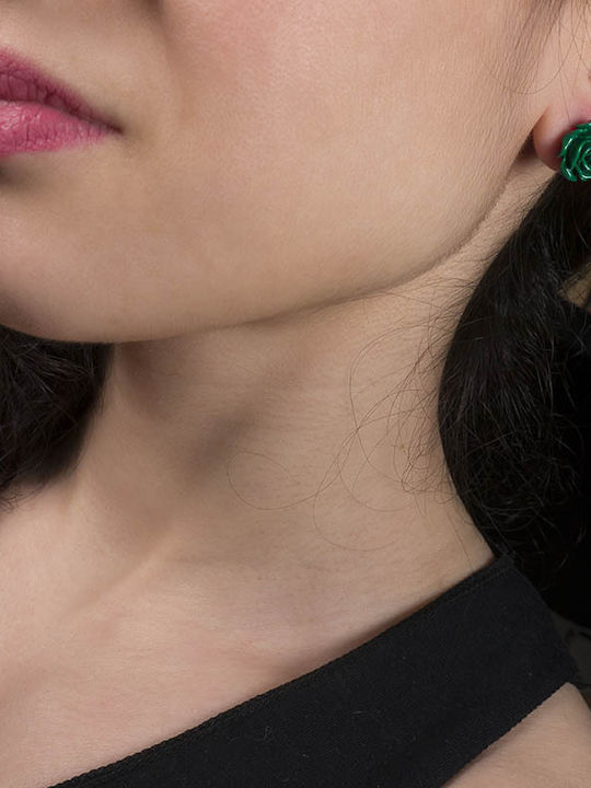 Theodora's Jewellery Σκουλαρίκια Καρφωτά από Ασήμι Γαλάζια