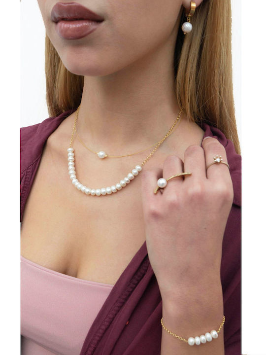 Theodora's Jewellery Cercei din Argint Placat cu aur cu Perle
