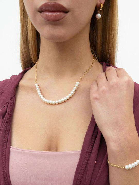 Theodora's Jewellery Cercei din Argint Placat cu aur cu Perle