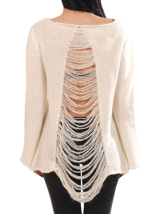 L.A Dolls Women's Long Sleeve Sweater White.