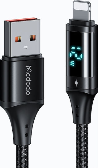 Mcdodo Braided / LED USB-A to Lightning Cable 36W Μαύρο 1m (CA-1060)