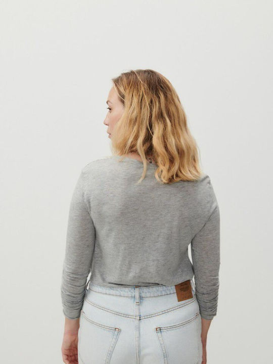 Damen Bluse Langärmelig grey