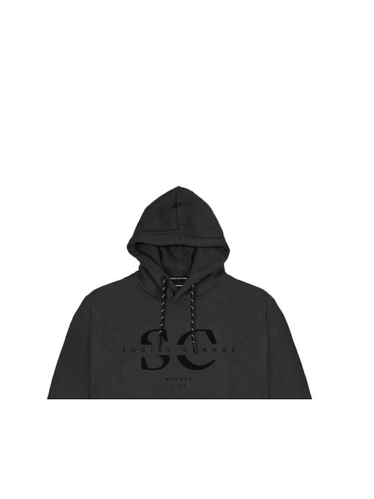 Double MTOP-70 Men's Sweatshirt with Hood and Pockets Black Mtop-70