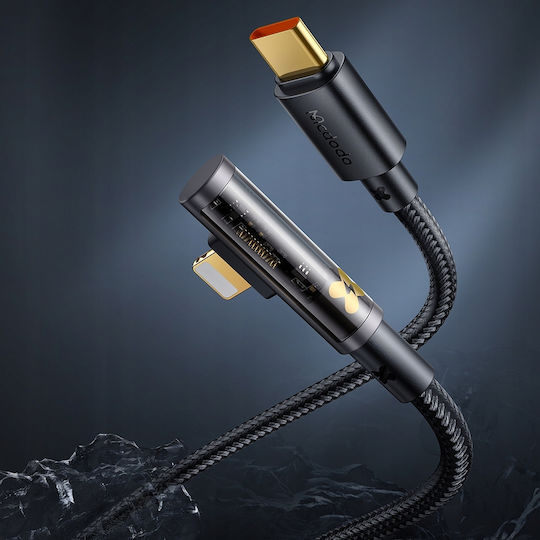 Mcdodo Angle (90°) / Braided USB-C to Lightning Cable 36W Μαύρο 1m (CA-3390)