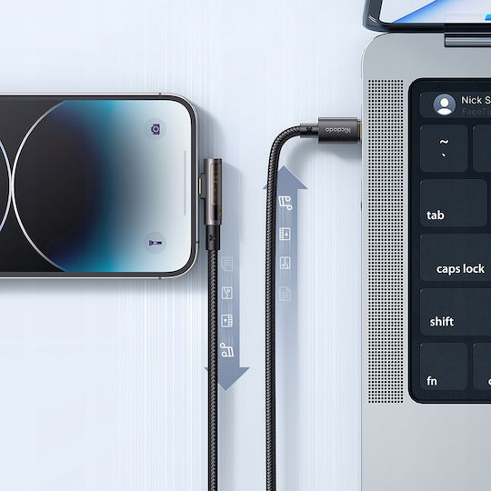 Mcdodo Angle (90°) / Braided USB-C to Lightning Cable 36W Μαύρο 1m (CA-3390)
