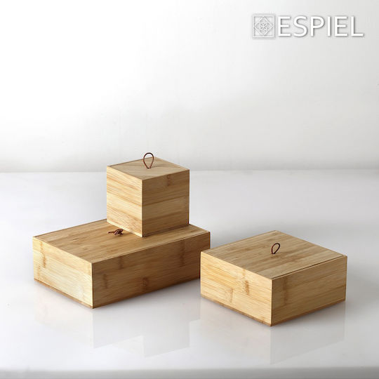 Espiel General Use Vase with Lid Wooden Brown 15x15x7cm